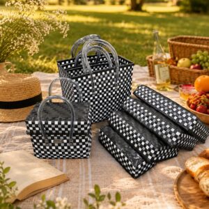Removable Lid Basket - Black white gray (checker)