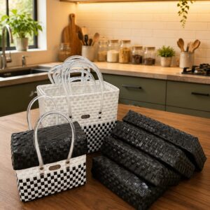 Removable Lid Basket - Black white (contrast)